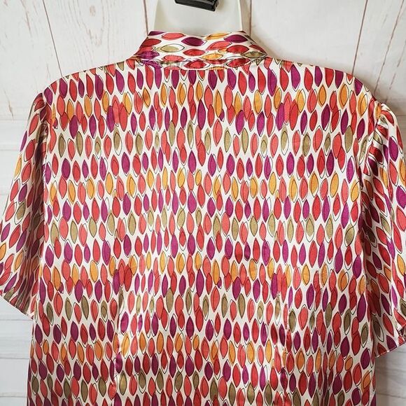 Pretty Lane Bryant Orange Print Satin Button Down Blouse womens Plus 2XL Top - Picture 3 of 6